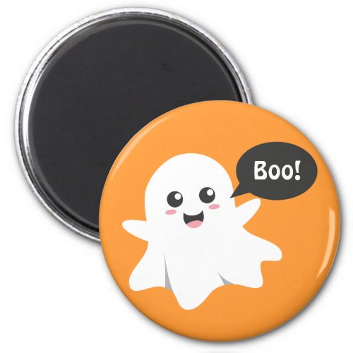 Cute Ghost that Goes Boo Happy Halloween Magnet