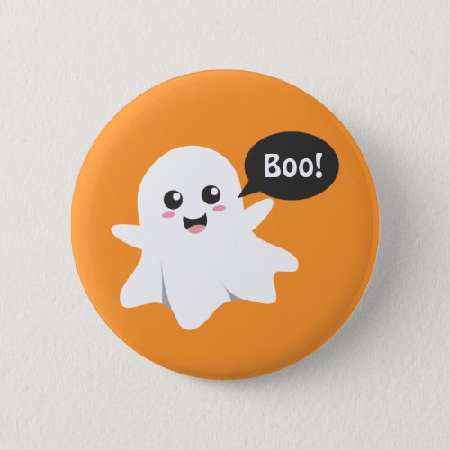 Cute Ghost that Goes Boo Happy Halloween Pinback Button