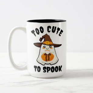 Cute Ghost Too Cute to Spook Cartoon Halloween Fun Two-Tone Coffee Mug
