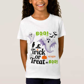 Cute Ghost Trick or Treat Custom Name Halloween T-Shirt