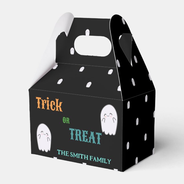 Cute Ghost Trick or Treat Halloween Favor Boxes (Front Side)