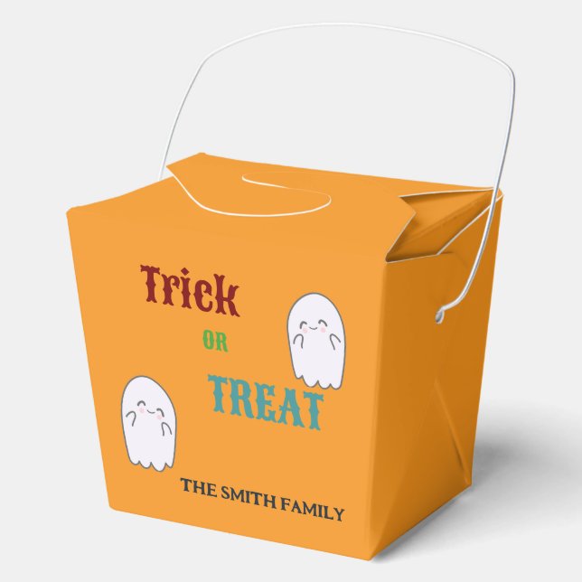 Cute Ghost Trick or Treat Halloween  Favor Boxes (Front)