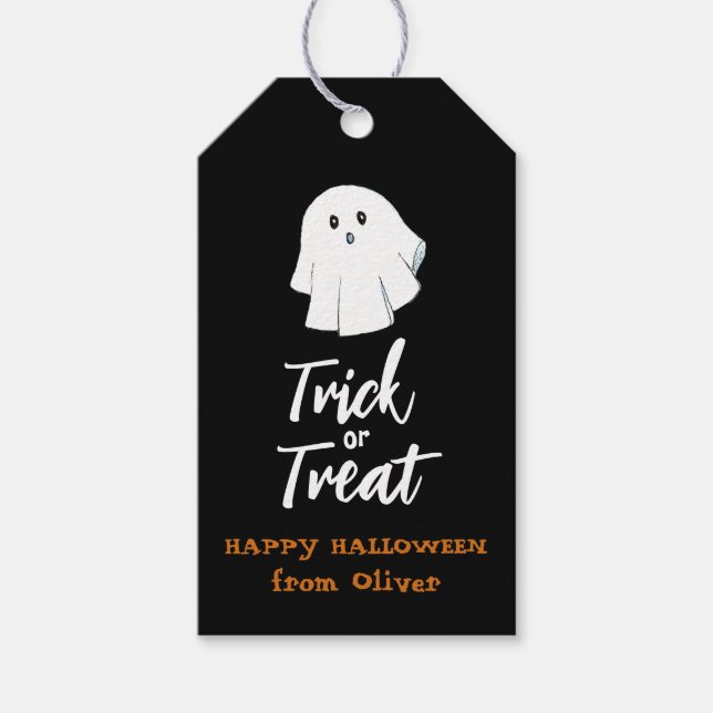 Cute ghost Trick or Treat Halloween Gift tags (Front)