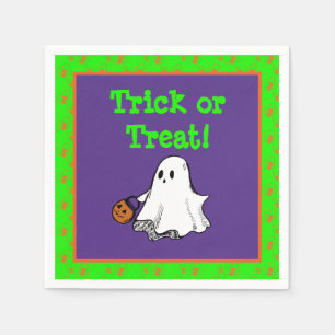 Cute Ghost Trick or Treat Halloween Party Napkins