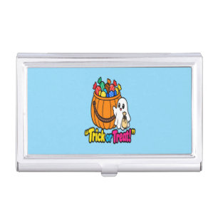 Cute Ghost Trick or Treat Halloween Pattern Phone Business Card Case