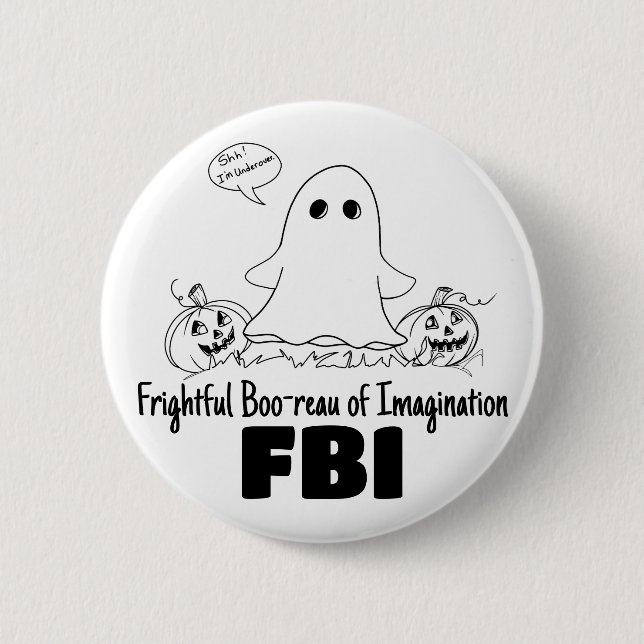 Cute Ghost Undercover FBI Halloween Button (Front)