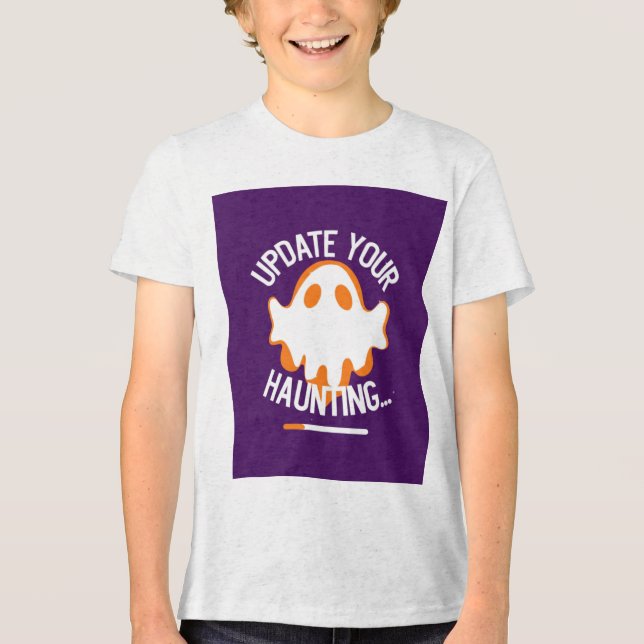 Cute Ghost 'Update Your Haunting' Tri-Blend Shirt (Front)