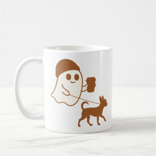 Cute Ghost Walking Chihuahua Coffee Mug