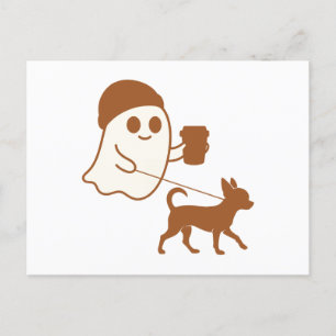 Cute Ghost Walking Chihuahua Holiday Postcard