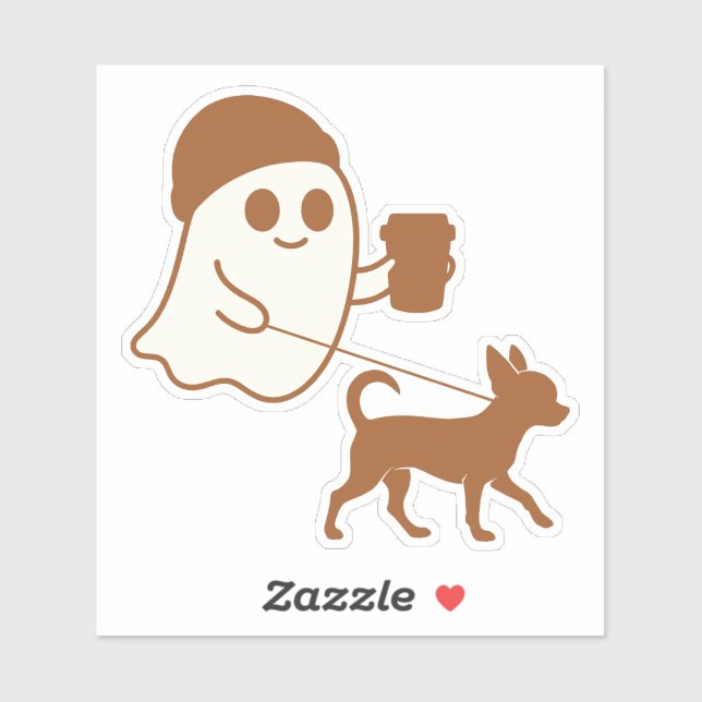 Cute Ghost Walking Chihuahua Sticker (Sheet)