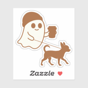 Cute Ghost Walking Chihuahua Sticker
