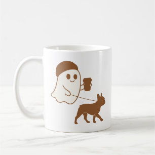 Cute Ghost Walking Frenchie Coffee Mug
