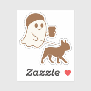 Cute Ghost Walking Frenchie Sticker