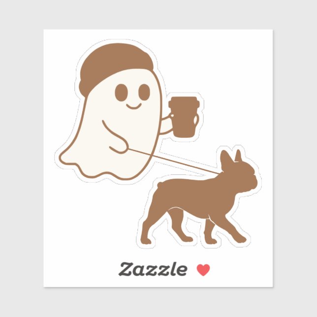 Cute Ghost Walking Frenchie Sticker (Sheet)