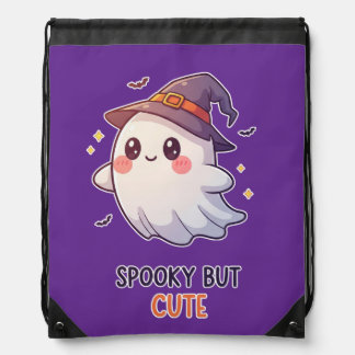 Cute Ghost Witch Halloween Spooky Cute Drawstring Bag