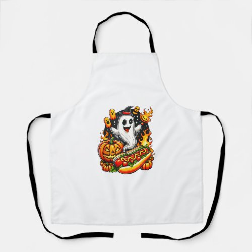 Cute Ghost Witch Hat Hotdog Pumpkin Halloween Hotd Apron