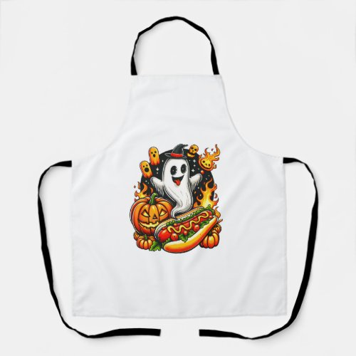 Cute Ghost Witch Hat Hotdog Pumpkin Halloween Hotd Apron