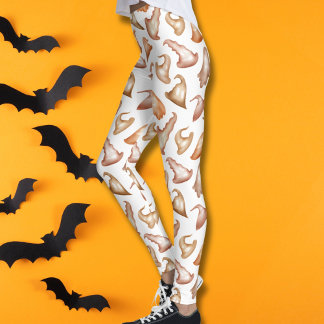 Cute Ghost Witch Hats Happy Halloween Leggings