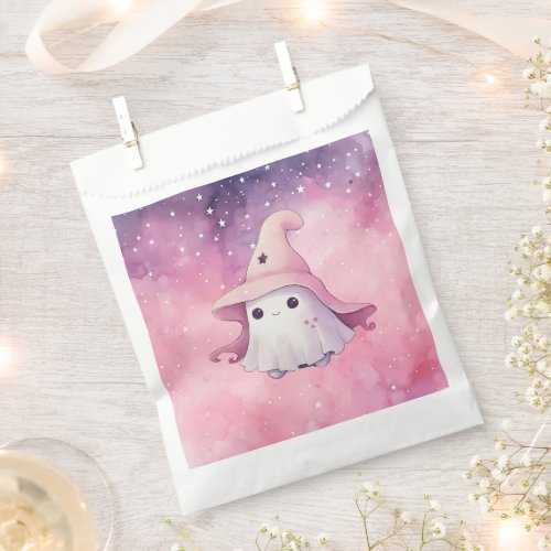 Cute Ghost Witches Hat Pink Sky Happy Halloween Favor Bag