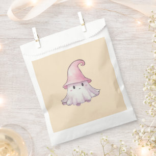 Cute Ghost Witches Hat Yellow Happy Halloween Favor Bag