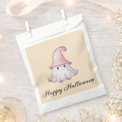 Cute Ghost Witches Hat Yellow Happy Halloween Favor Bag