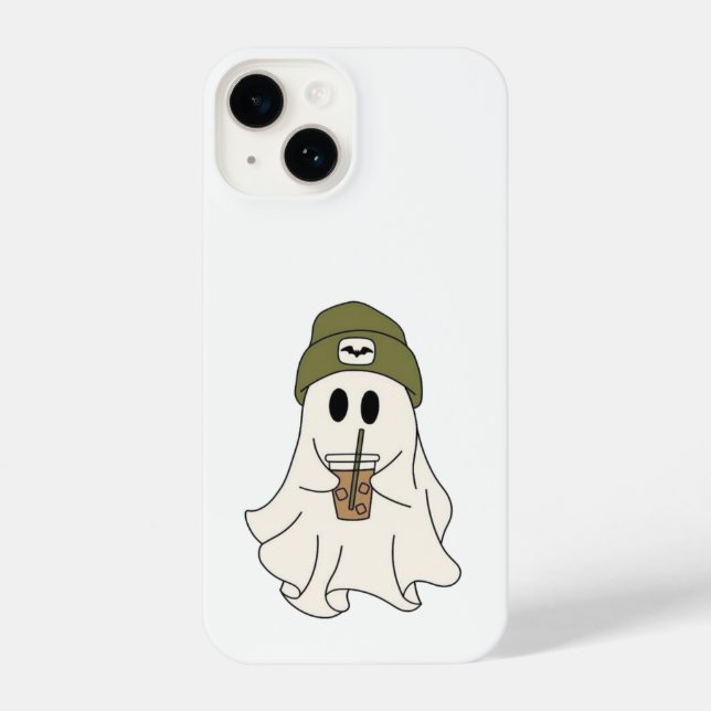 Cute Ghost with Beanie & Drink – Halloween Case  (Back)