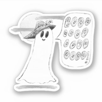 Cute Ghost With Bonnet Halloween Sticker