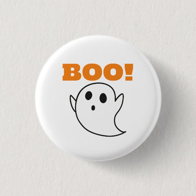 Cute Ghost with BOO! words Button (Front)