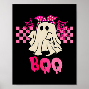 Cute Ghost With Bow Boo Halloween For Girls Kids T Poster
