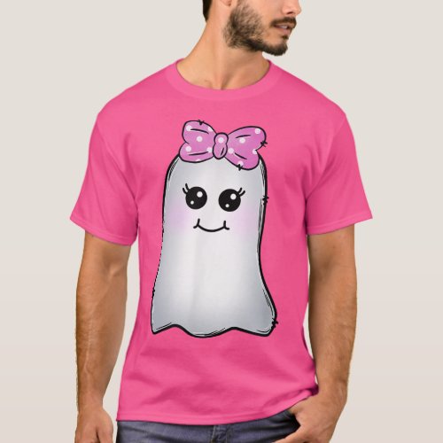 Cute Ghost With Bow Clothing And Accessories Women T_Shirt