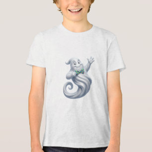 Cute Ghost with Bow Tie Halloween Design Tri-Blend Shirt