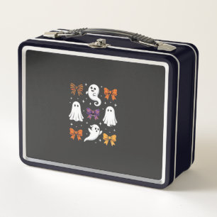 Cute Ghost with Bows Halloween Design_1 Metal Lunch Box