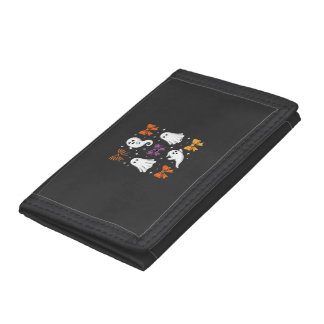 Cute Ghost with Bows Halloween Design_1 Trifold Wallet