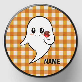 Cute ghost with candied apple mini candle favors