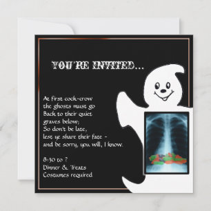 Cute Ghost with Candy Halloween Party Invitations