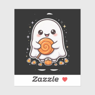 Cute Ghost With Lollipop Candy Sticker