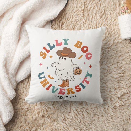 Cute Ghost with Name Halloween House Decor  Throw Pillow