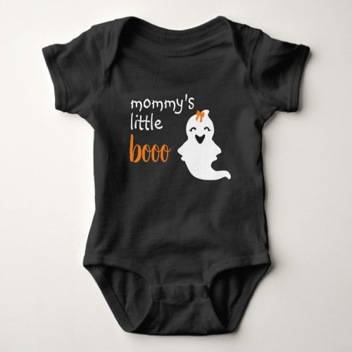 Cute Ghost With Orange Bow Mommys Little Boo Baby Bodysuit