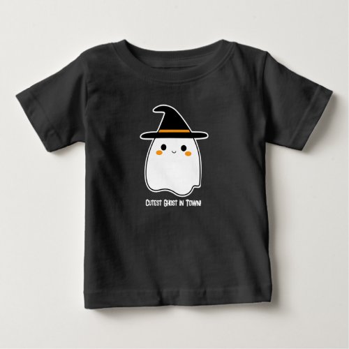 Cute Ghost with Personalized Text Baby T_Shirt