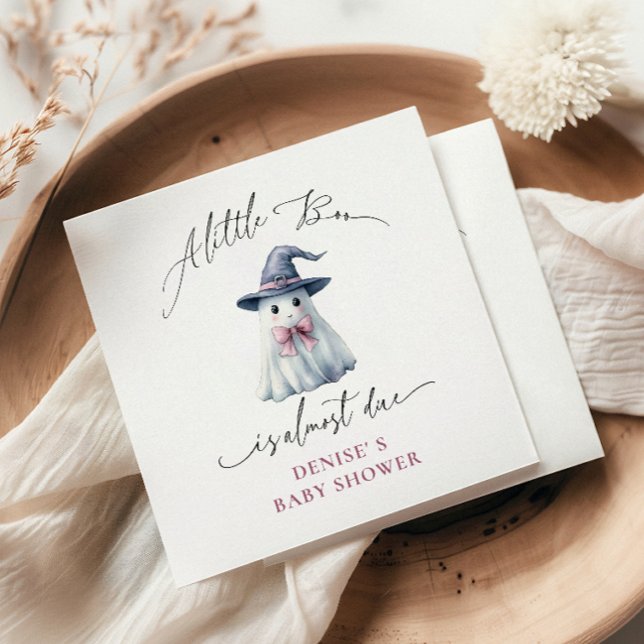 Cute Ghost with Pink Bow & Witch Hat  Baby Shower  Napkins (Creator Uploaded)