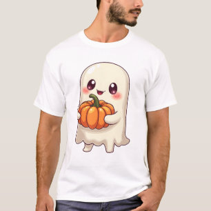 Cute Ghost with Pumpkin � Funny Halloween T-Shirt