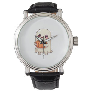 Cute Ghost with Pumpkin � Funny Halloween Watch
