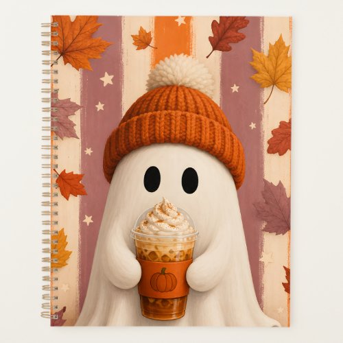 Cute Ghost with Pumpkin Spice Latte Planner