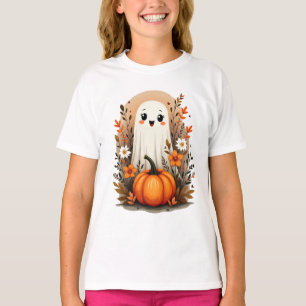 Cute Ghost with Pumpkins Halloween Autumn Gift T-Shirt