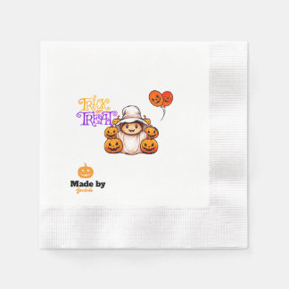 Cute Ghost with Pumpkins Trick or Treat Halloween Napkins