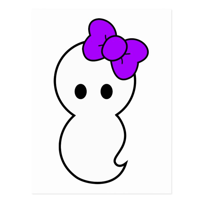 Cute Ghost with Purple Bow Post Card