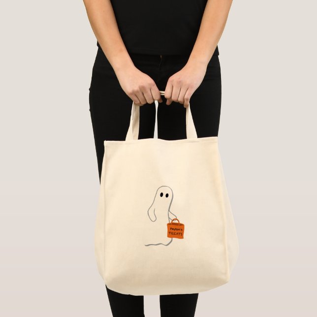Cute Ghost with Treat Bag Personalized Bag (Front (Product))