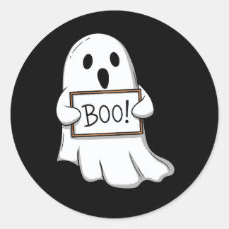 Cute Ghostly BOO Fun Classic Round Sticker