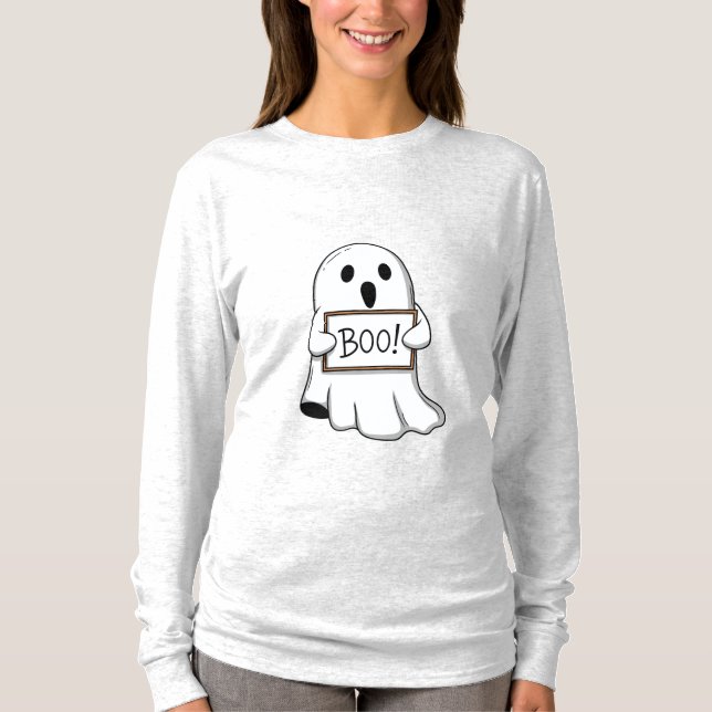 Cute Ghostly BOO Fun T-Shirt (Front)