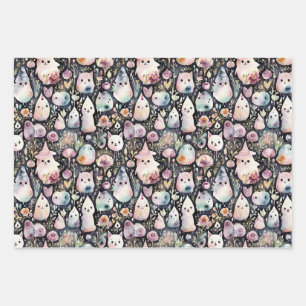 Cute Ghostly Garden Wrapping Paper Sheets